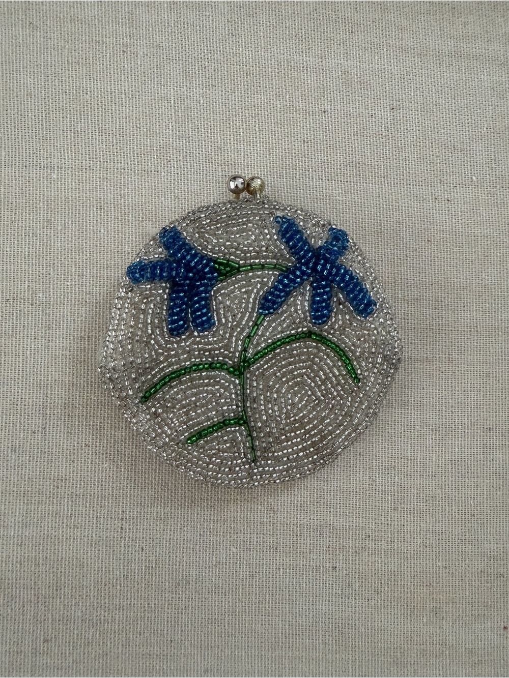 Vintage hand beaded floral coin purse vintage floral beadwork